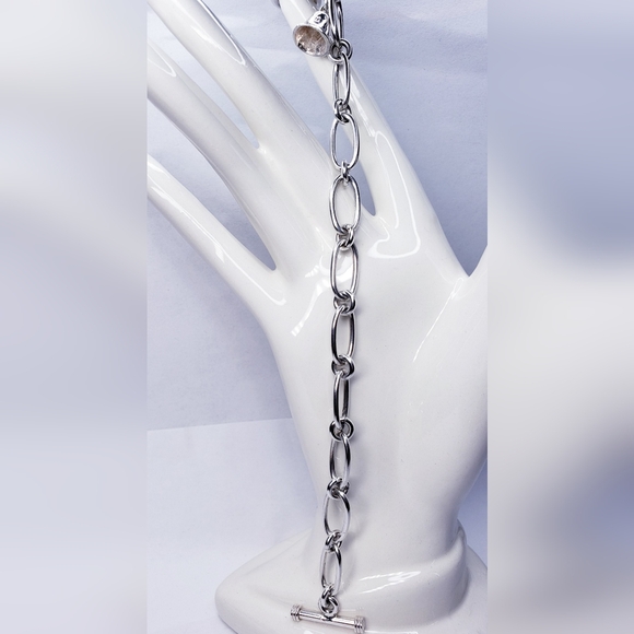 Sterling Silver Paper Clip Style  Bracelet 7.5" Long. - Picture 6 of 6